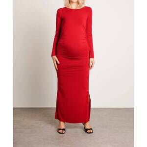 NEW NOM MATERNITY curve long sleeve maternity maxi dress in merlot